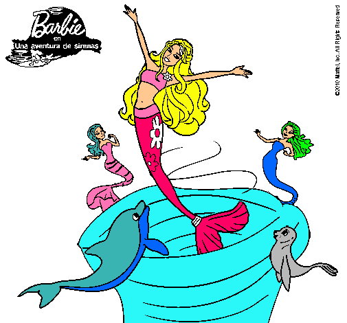 Dibujo Barbie sirena contenta pintado por Monse