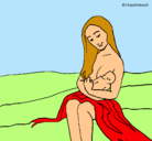 Dibujo Madre con su bebe pintado por aidacarmona