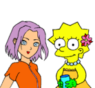 Dibujo Sakura y Lisa pintado por larvy