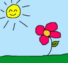 Dibujo Sol y flor 2 pintado por lunialiss