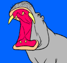 Dibujo Hipopótamo con la boca abierta pintado por taina