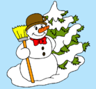 Dibujo Muñeco de nieve y árbol navideño pintado por miguelito12345