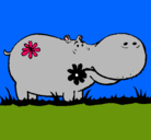 Dibujo Hipopótamo con flores pintado por criistiina