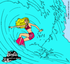 Dibujo Barbie practicando surf pintado por Pilarr