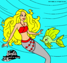 Dibujo Barbie sirena con su amiga pez pintado por analaaa