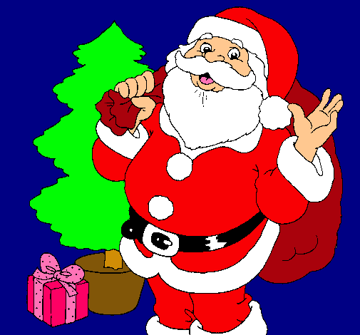 Dibujo Santa Claus y un árbol de navidad pintado por ROCIO123