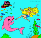 Dibujo Barbie jugando con un delfín pintado por mayerly
