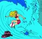 Dibujo Barbie practicando surf pintado por barvie