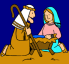 Dibujo Adoran al niño Jesús pintado por nieves
