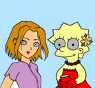 Dibujo Sakura y Lisa pintado por aroocha