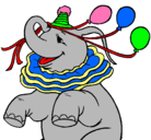 Dibujo Elefante con 3 globos pintado por yarineth