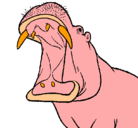 Dibujo Hipopótamo con la boca abierta pintado por jazmineslamejor