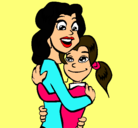 Dibujo Madre e hija abrazadas pintado por lina