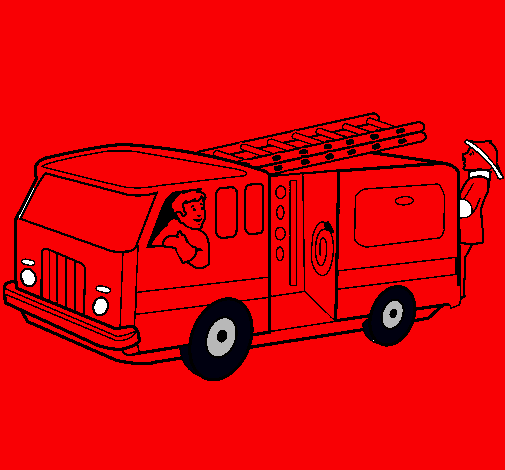Dibujo Bomberos en el camión pintado por chykys