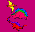 Dibujo Tres clases de dinosaurios pintado por chiara