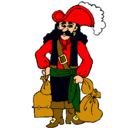 Dibujo Pirata con sacos de oro pintado por eric