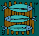 Dibujo Pescado a la brasa pintado por pescado 