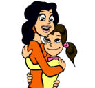 Dibujo Madre e hija abrazadas pintado por BARBARA