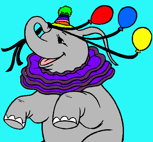 Dibujo Elefante con 3 globos pintado por vivialinda