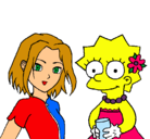 Dibujo Sakura y Lisa pintado por copito