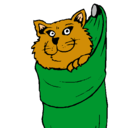 Dibujo Gato dentro de una calcetín pintado por fideo