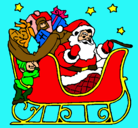 Dibujo Papa Noel en su trineo pintado por chulita