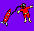 Dibujo Cohete y astronauta pintado por carlozzzzzzzzz