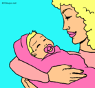 Dibujo Madre con su bebe II pintado por lolaaaaa