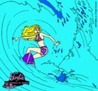 Dibujo Barbie practicando surf pintado por marianyelis