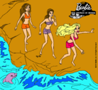 Dibujo Barbie y sus amigas en la playa pintado por jfuyfou8