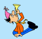 Dibujo Niño con trompetita pintado por faries