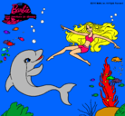 Dibujo Barbie jugando con un delfín pintado por margary