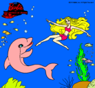 Dibujo Barbie jugando con un delfín pintado por marianyelis