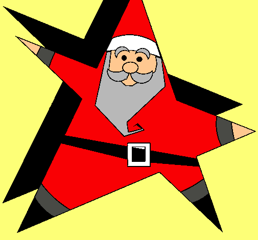 Dibujo Papa Noel en forma de estrella pintado por maicel