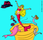 Dibujo Barbie sirena contenta pintado por merlia