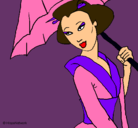 Dibujo Geisha con paraguas pintado por Natica 