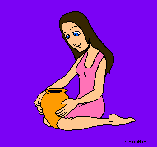 Dibujo Mujer y jarrón pintado por Natica 