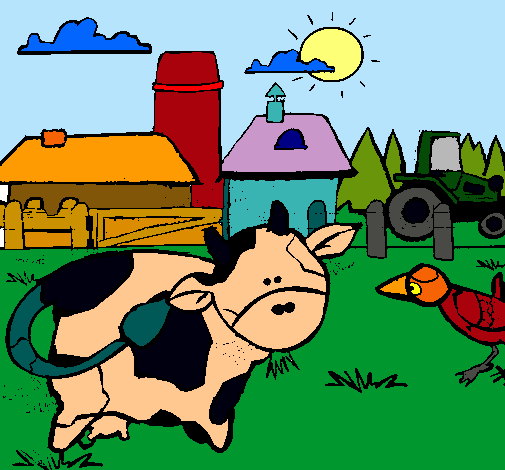 Vaca en la granja