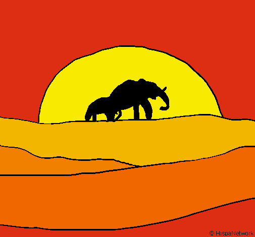 Elefante en el amanecer