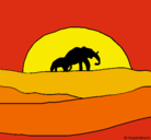 Dibujo Elefante en el amanecer pintado por VanBroc
