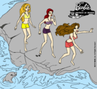 Dibujo Barbie y sus amigas en la playa pintado por XURAMI