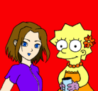 Dibujo Sakura y Lisa pintado por kfernanda