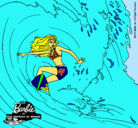 Dibujo Barbie practicando surf pintado por mayerly