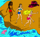 Dibujo Barbie y sus amigas en la playa pintado por miriquichuli