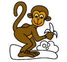 Dibujo Mono pintado por colas