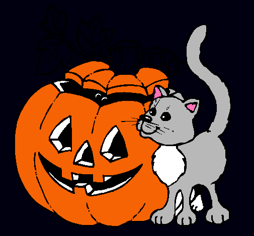 Calabaza y gato