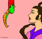 Dibujo Mujer y pájaro pintado por Natica 