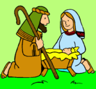 Dibujo Adoran al niño Jesús pintado por mariapellon