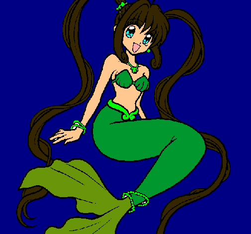Dibujo Sirena con perlas pintado por vivialinda