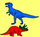Dibujo Triceratops y tiranosaurios rex pintado por SLOT